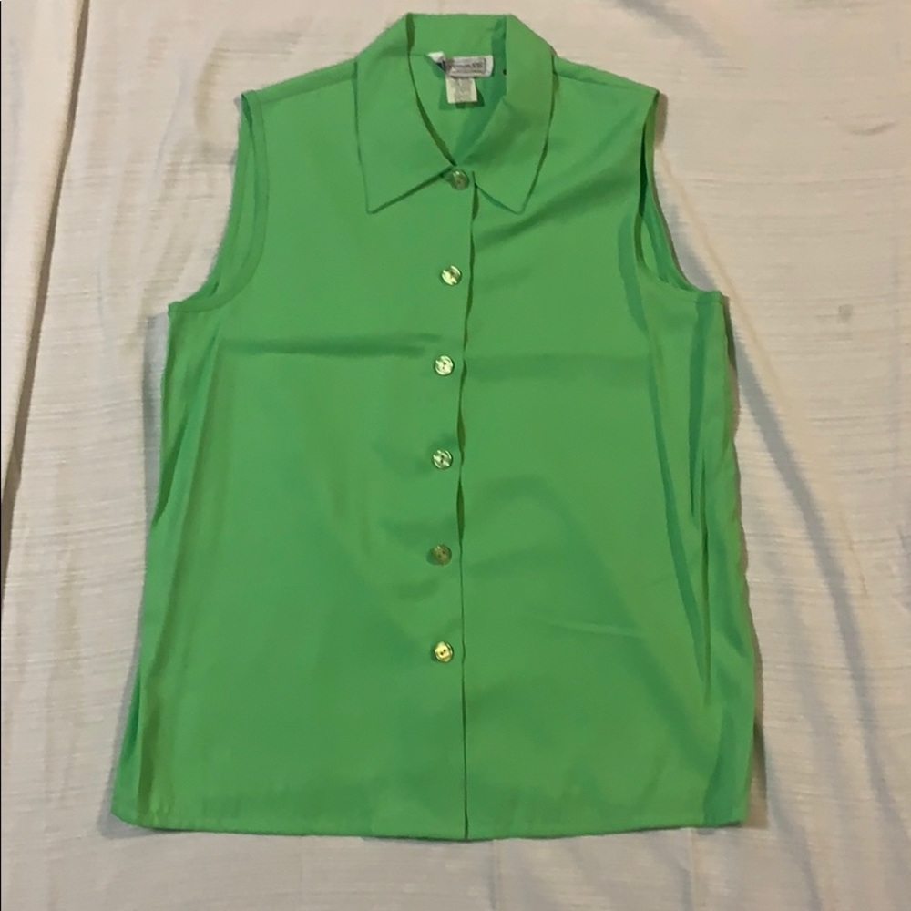 Lime Green Sleeveless Button Up Blouse Sz 10
